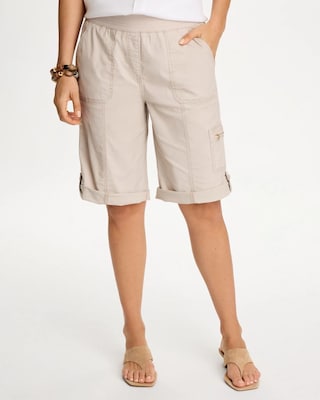 Poplin Cotton Roll-Tab Shorts | Chico's